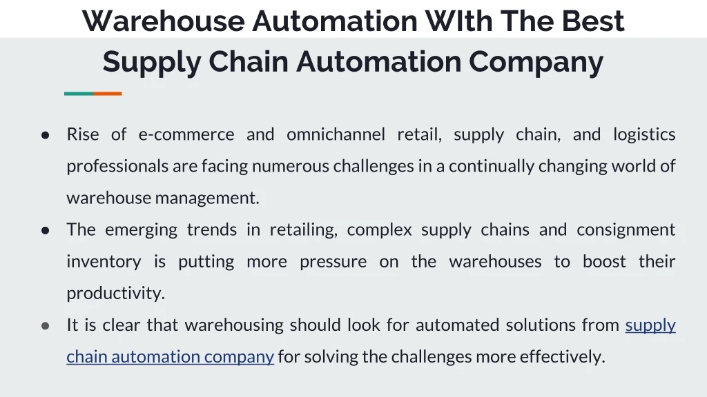 warehouse automation with the best supply chain automation company