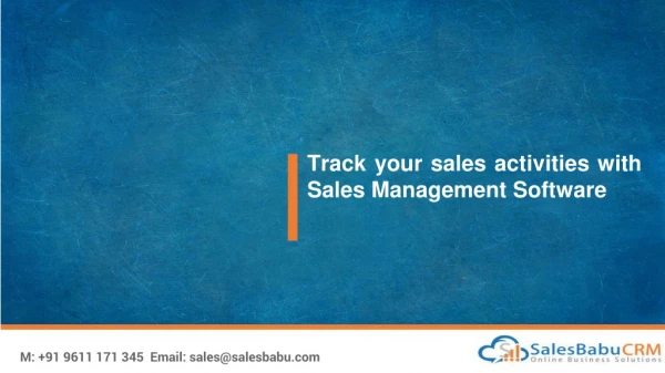 Track Your Sales Activities With Sales Management Software