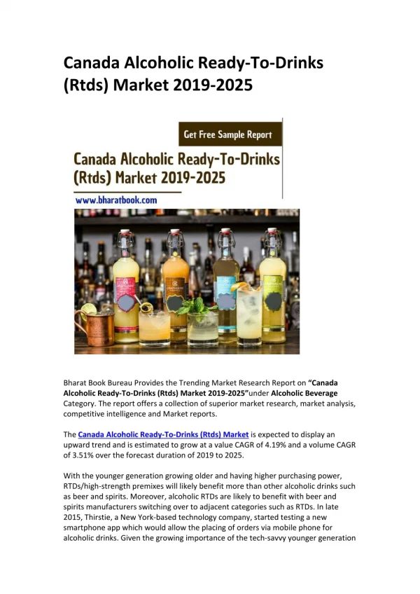Canada Alcoholic Ready-To-Drinks (Rtds) Market 2019-2025