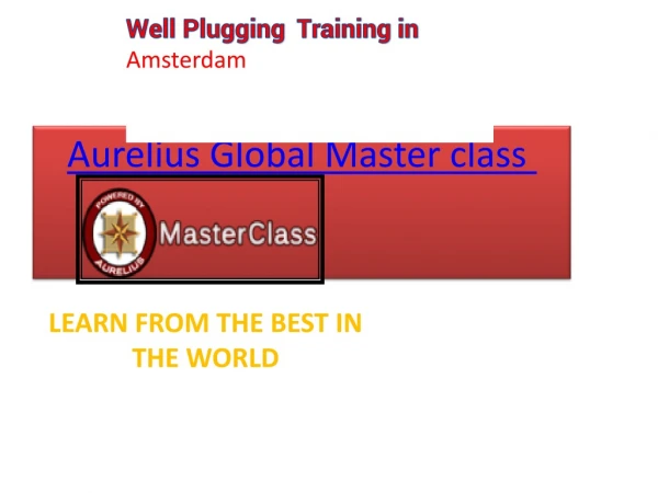 Well Plugging Training In Amsterdam