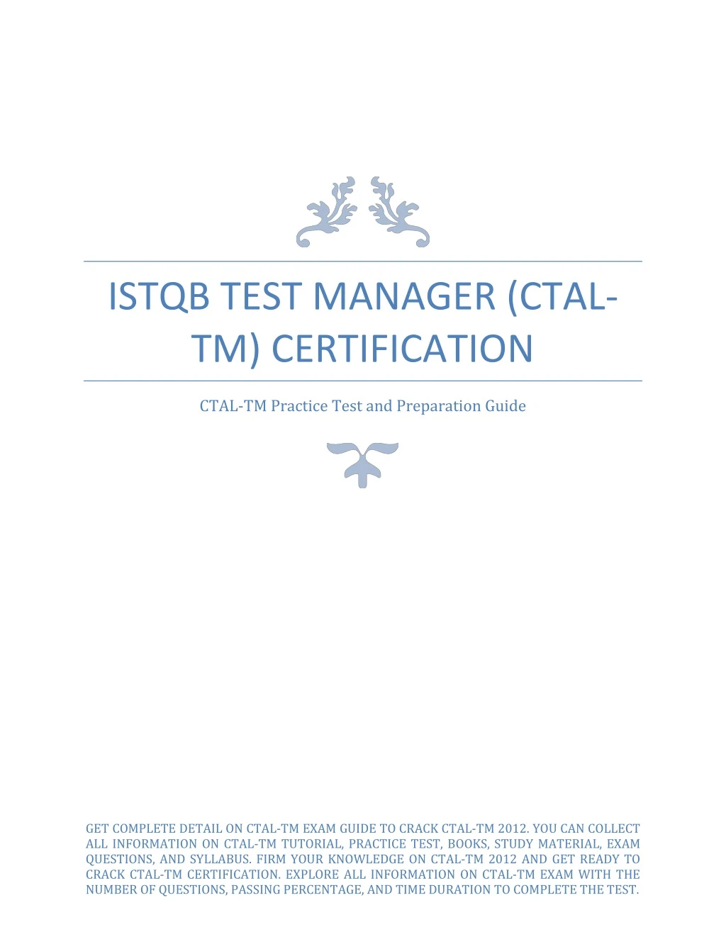 istqb test manager ctal tm certification