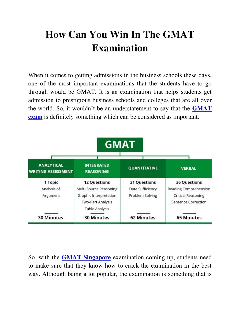 how can you win in the gmat examination