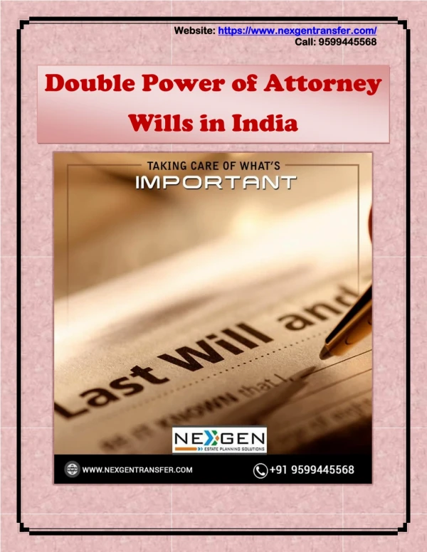 Double Power of Attorney - Wills in India