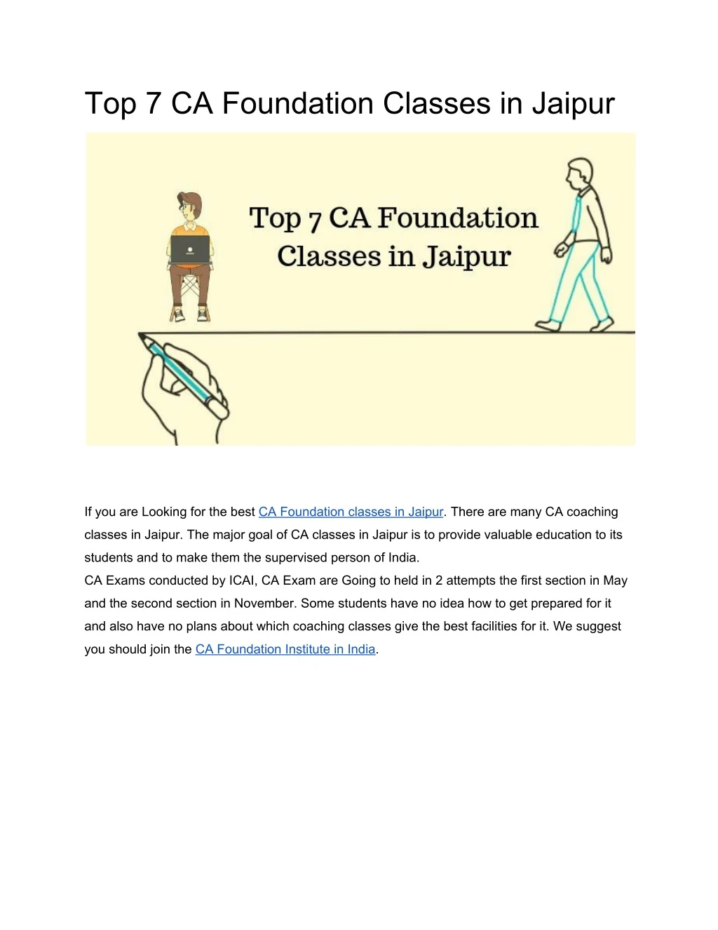 top 7 ca foundation classes in jaipur