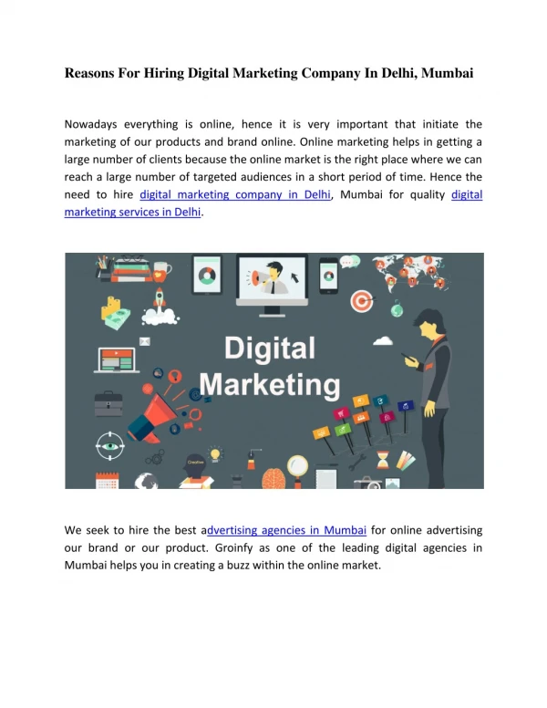 Reasons For Hiring Digital Marketing Company In Delhi, Mumbai