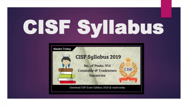 CISF Syllabus 2019 Download CISF Constable & Tradesman Exam Pattern