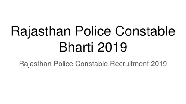 Rajasthan Police Constable Bharti 2019