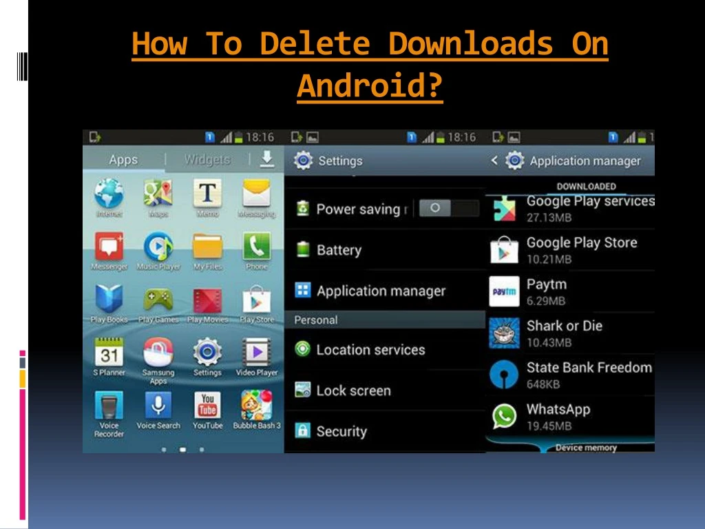 how to delete downloads on android