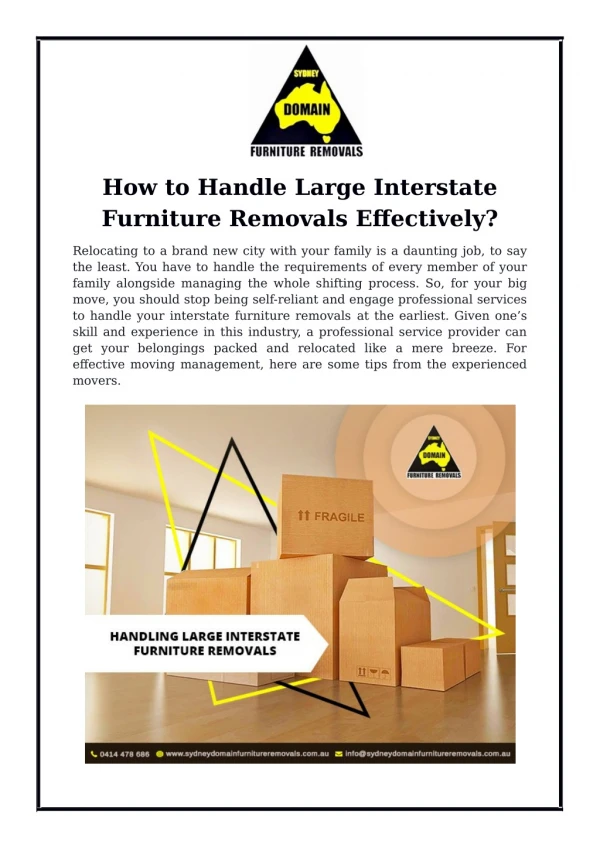 How to Handle Large Interstate Furniture Removals Effectively?