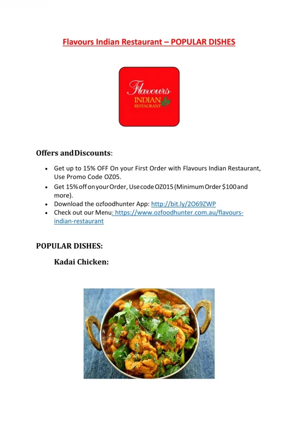 25% Off -Flavours Indian Restaurant-Bundoora - Order Food Online