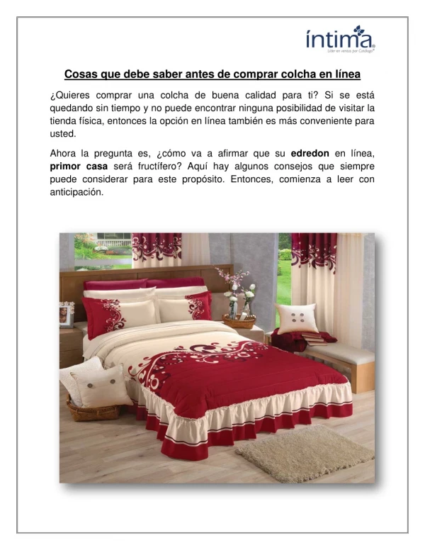 cosas que debe saber antes de comprar colcha