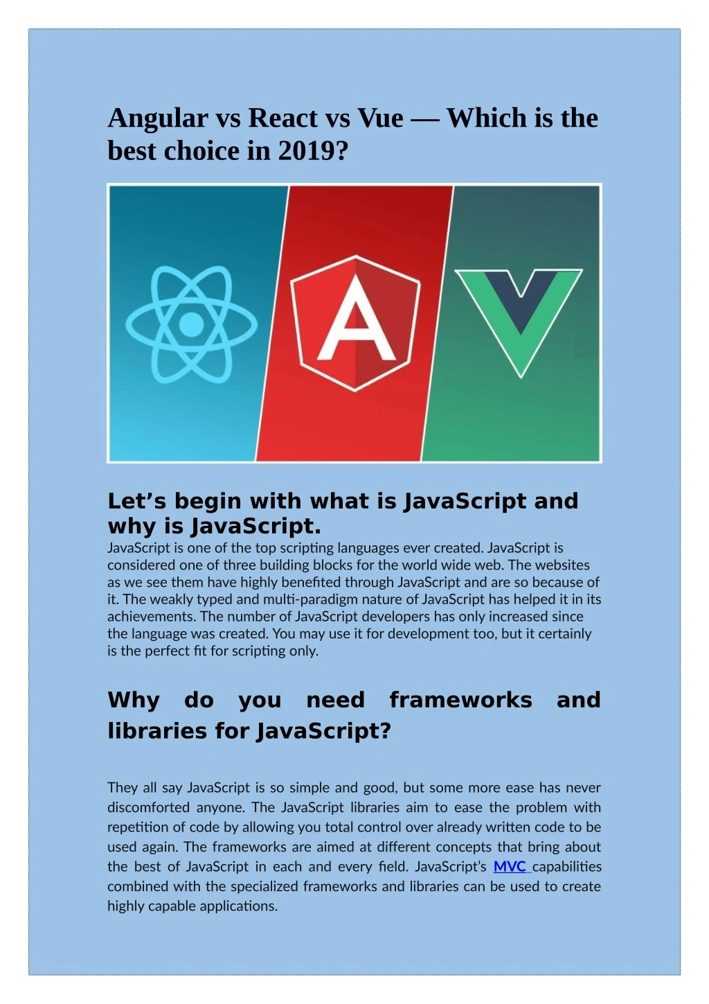 angular vs react vs vue which is the best choice