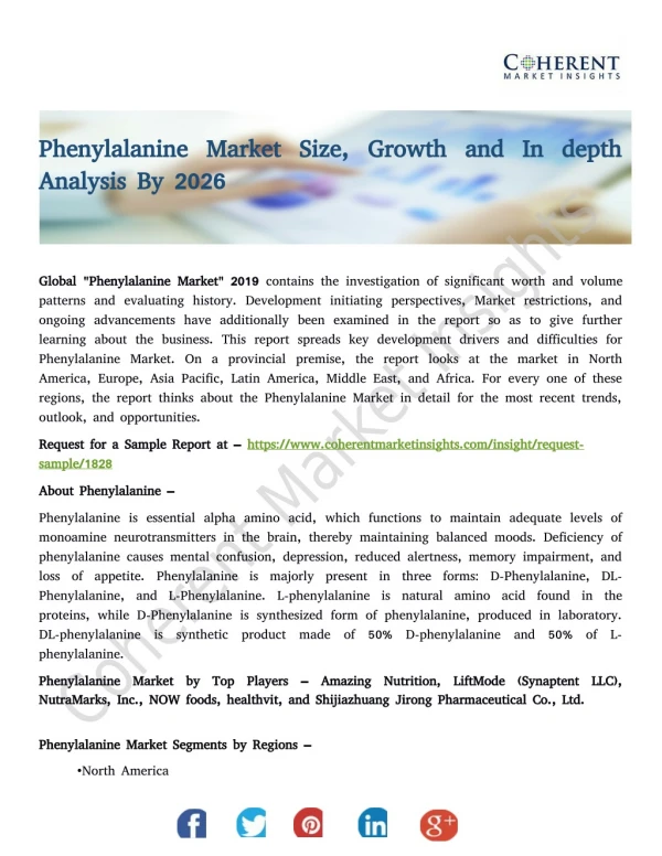 Phenylalanine Market Size, Growth and In depth Analysis By 2026