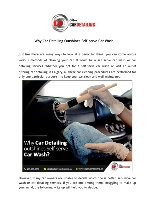 Why Car Detailing Outshines Self-serve Car Wash?
