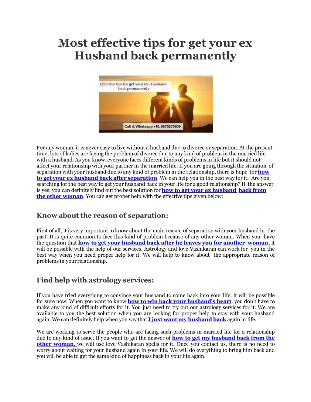 most effective tips for get your ex husband back permanently