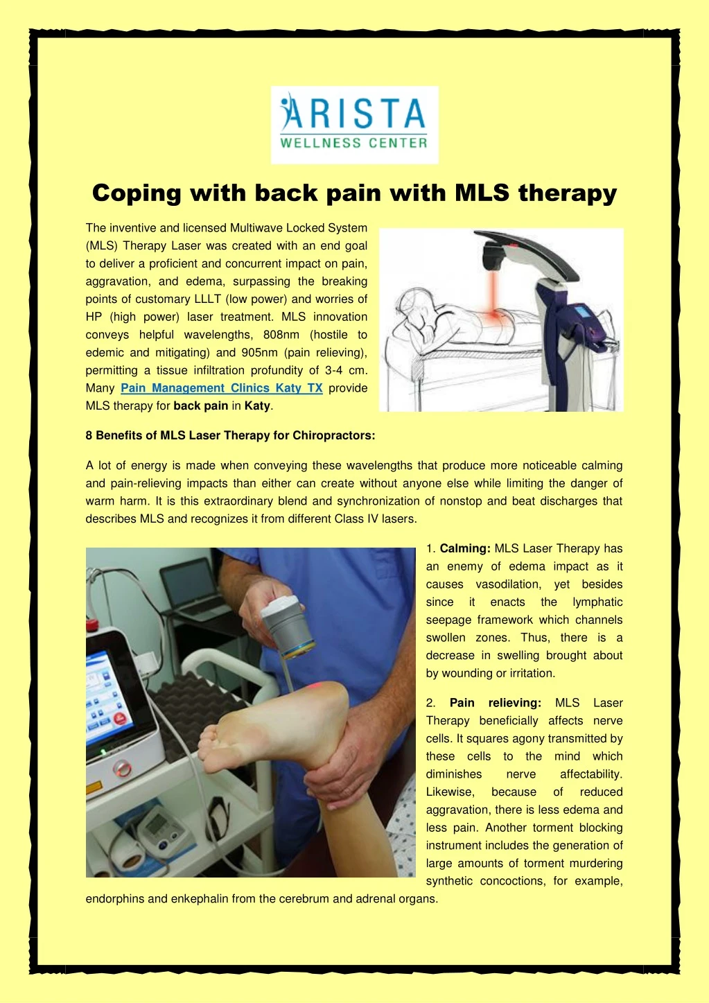 coping with back pain with mls therapy