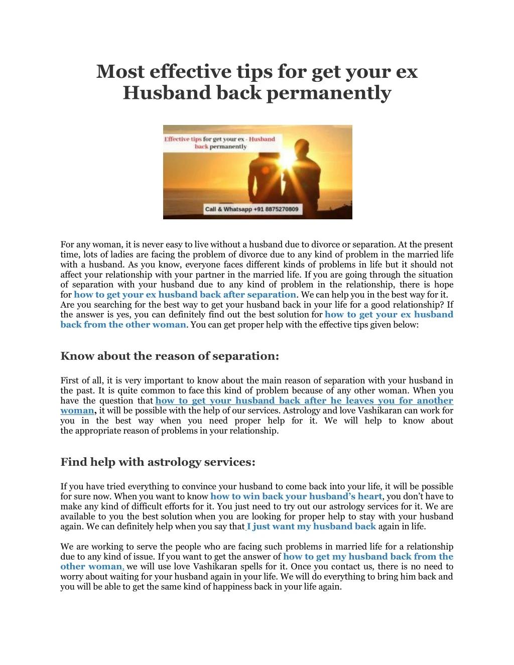 most effective tips for get your ex husband back