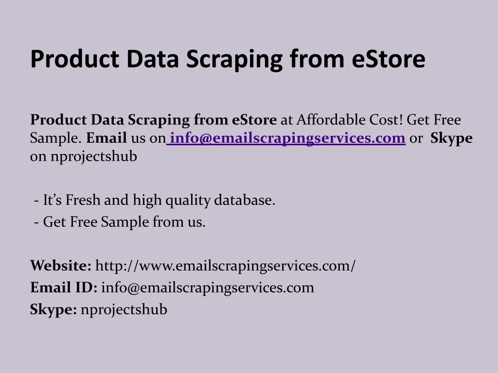 product data scraping from estore