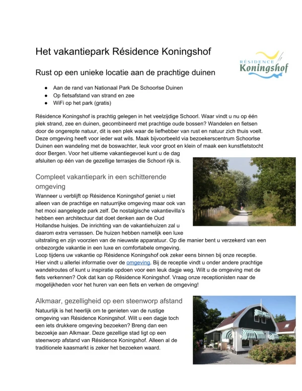 het vakantiepark r sidence koningshof