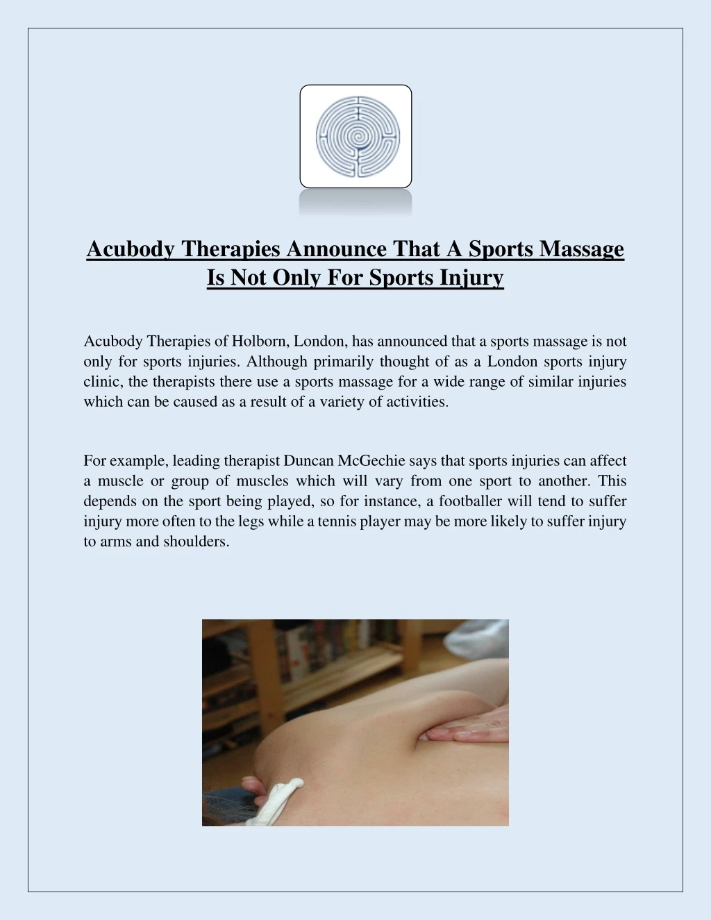 acubody therapies announce that a sports massage
