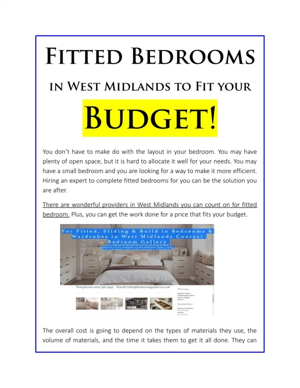 Fitted Bedrooms in West Midlands to Fit your Budget!