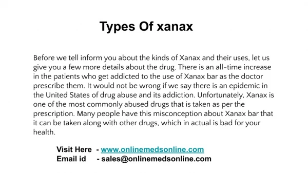 Various Types Of Xanax Bar