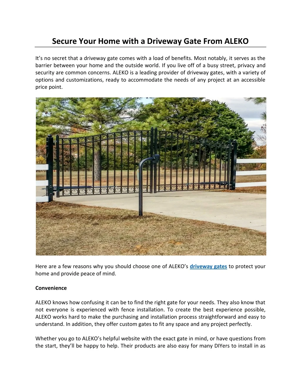 secure your home with a driveway gate from aleko