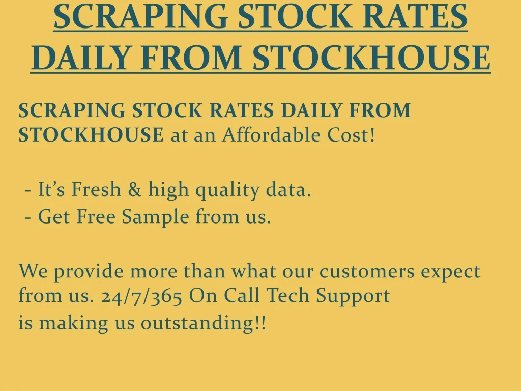 scraping stock rates daily from stockhouse