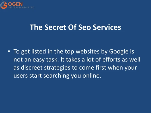 The Secret Of Seo Services