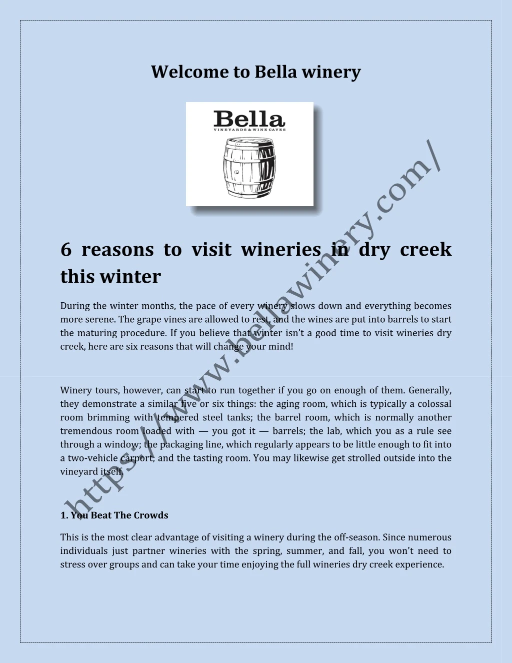 welcome to bella winery