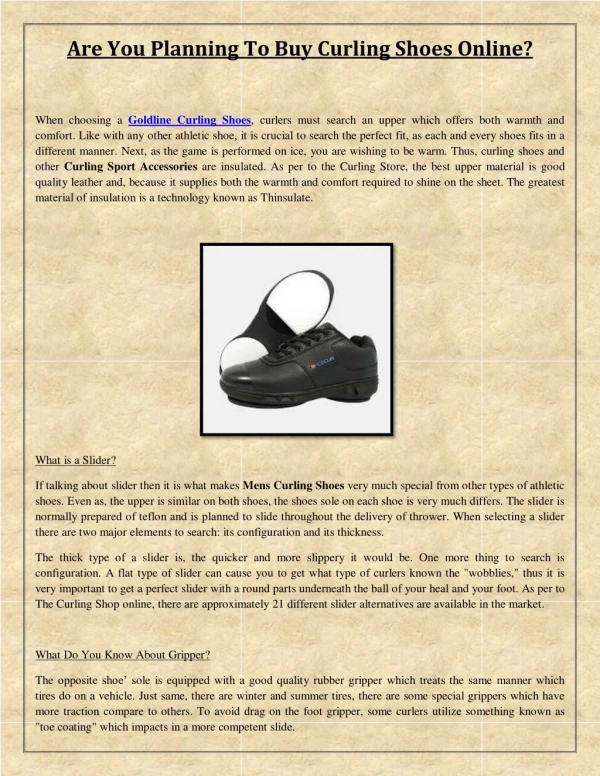 Are You Planning To Buy Curling Shoes Online?