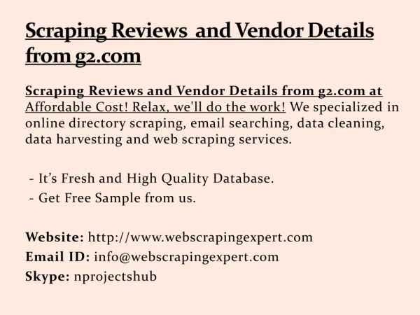scraping reviews and vendor details from g2 com