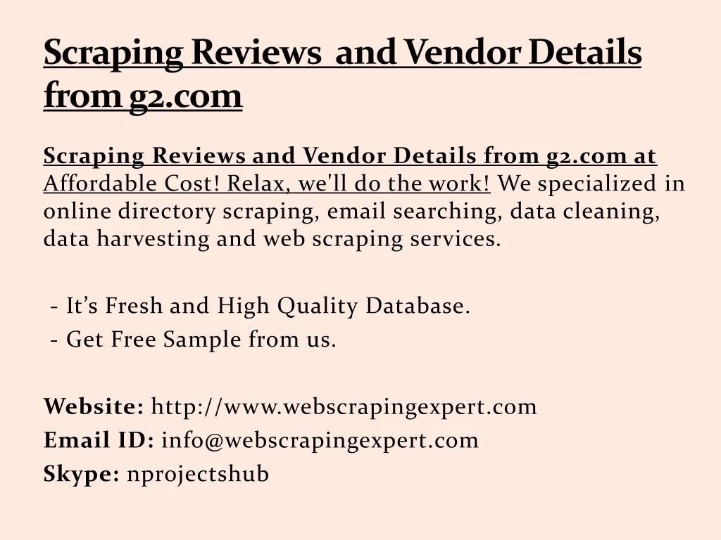 scraping reviews and vendor details from g2 com