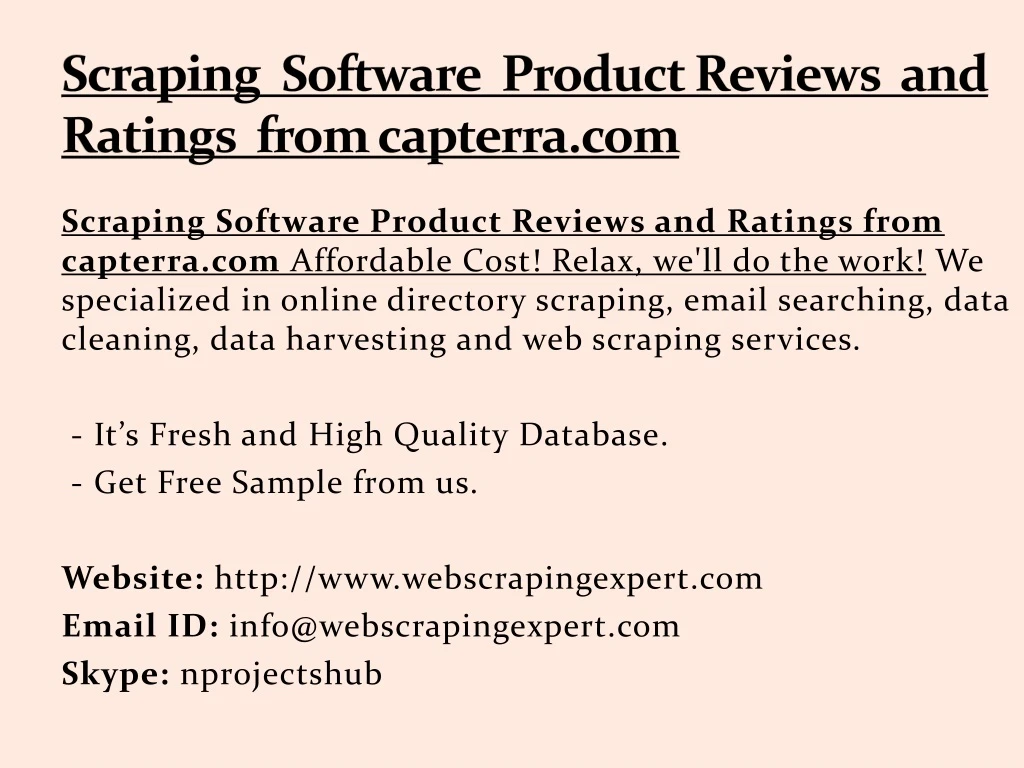 scraping software product reviews and ratings from capterra com