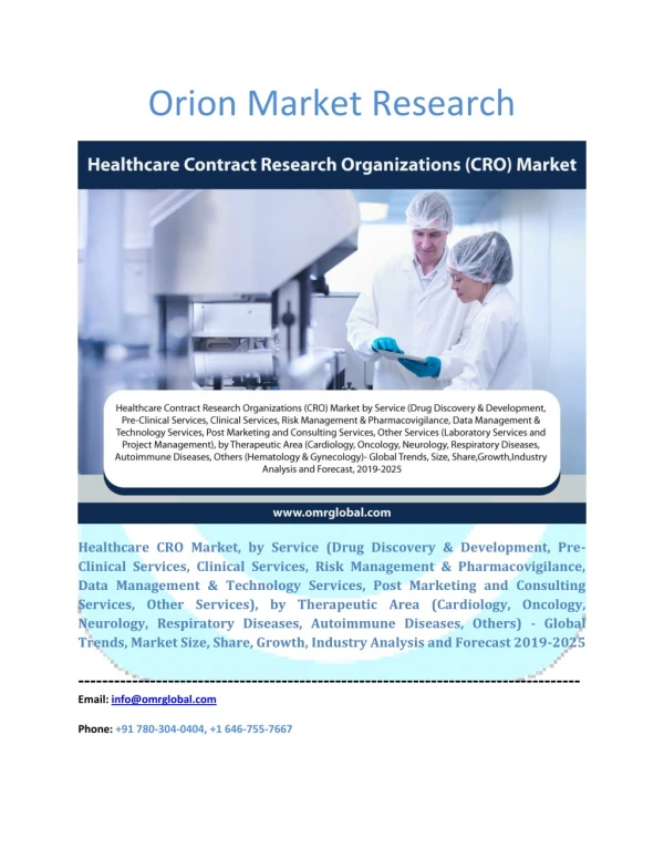 Healthcare Contract Research Organization (CRO) Market: Industry Growth, Size, Share and Forecast 2019-2025