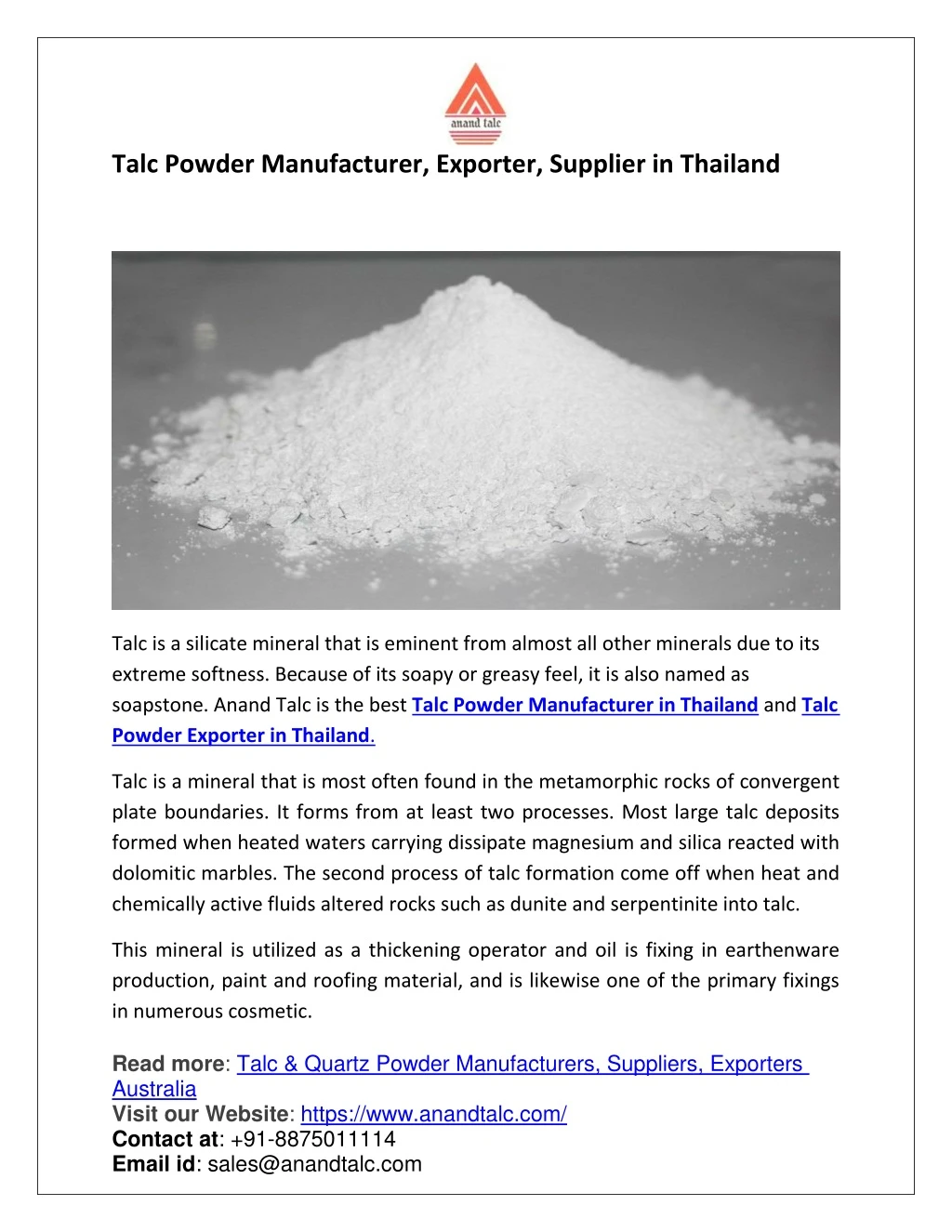 talc powder manufacturer exporter supplier