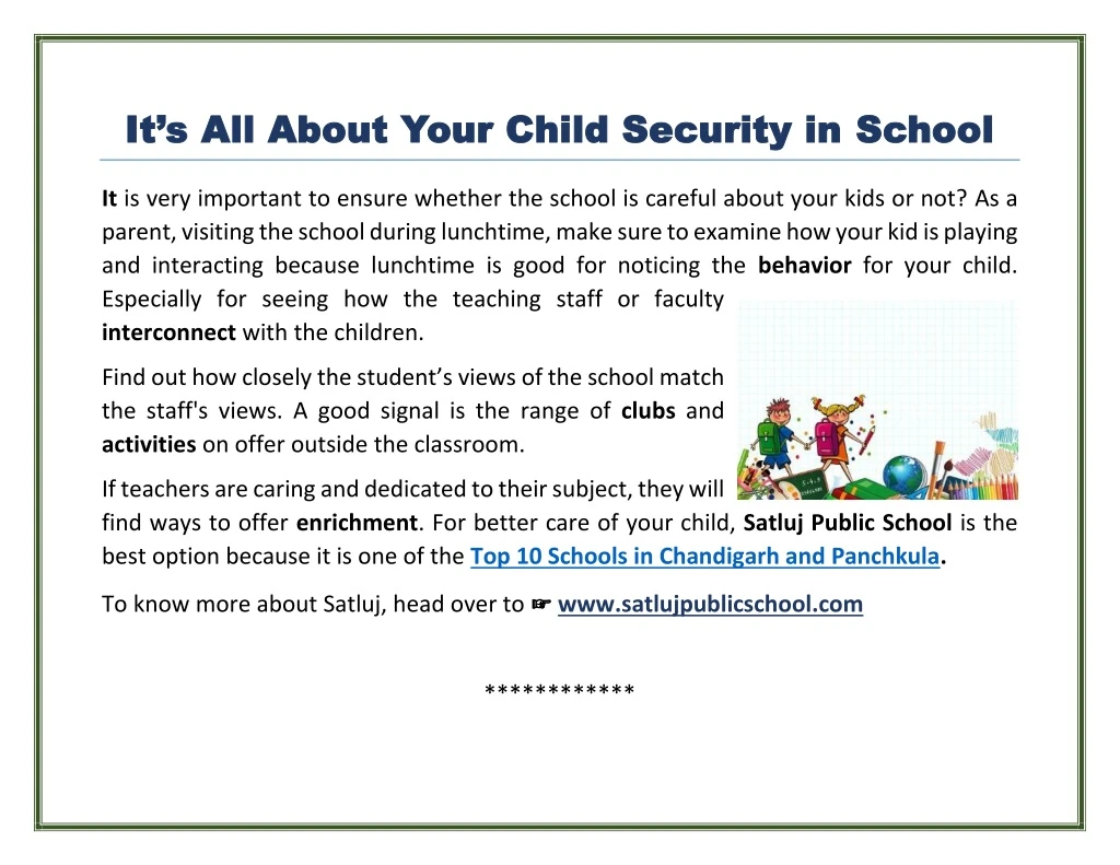 it s it s all about your child security