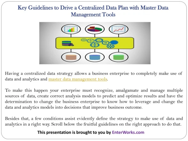 Key Guidelines to Drive a Centralized Data Plan with Master Data Management Tools