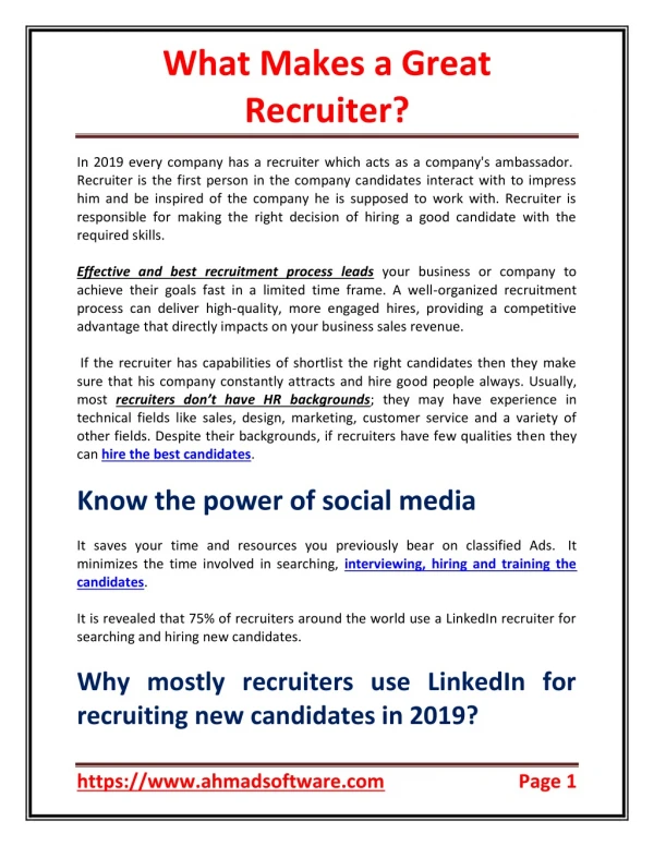 What makes a great recruiter?