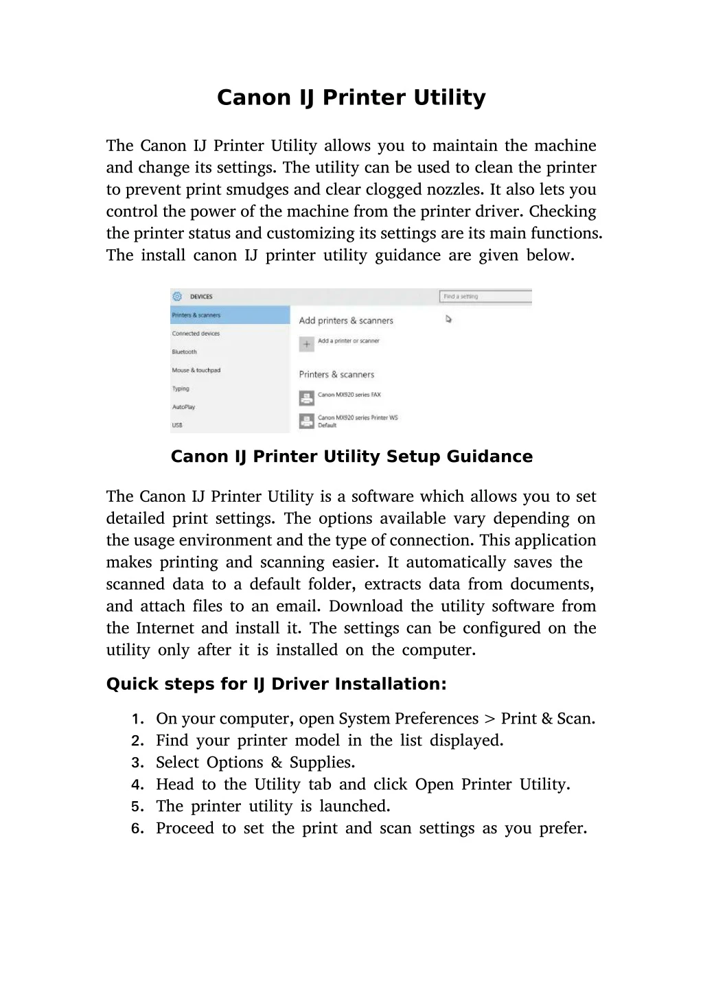 canon ij printer utility