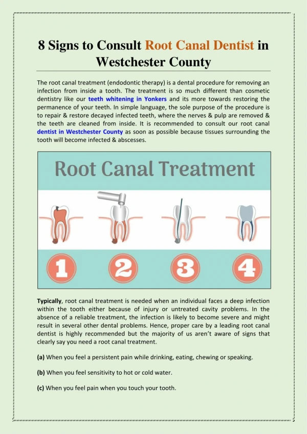 8 Signs to Consult Root Canal Dentist in Westchester County