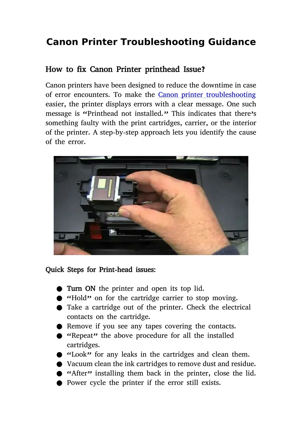 canon printer troubleshooting guidance