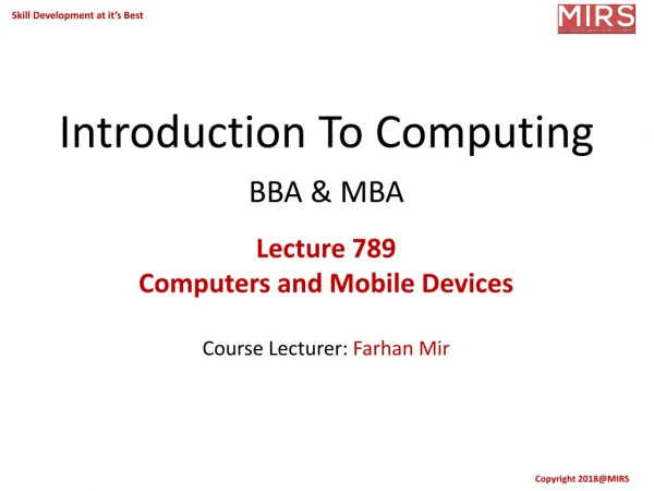 Introduction To Computing BBA &amp; MBA