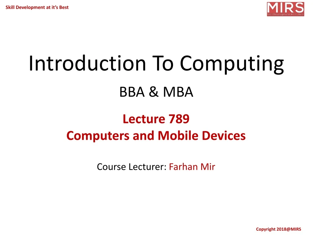 introduction to computing bba mba