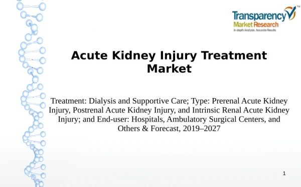 Acute Kidney Injury Treatment Market Rapidly Aging Population to Drive Market Growth