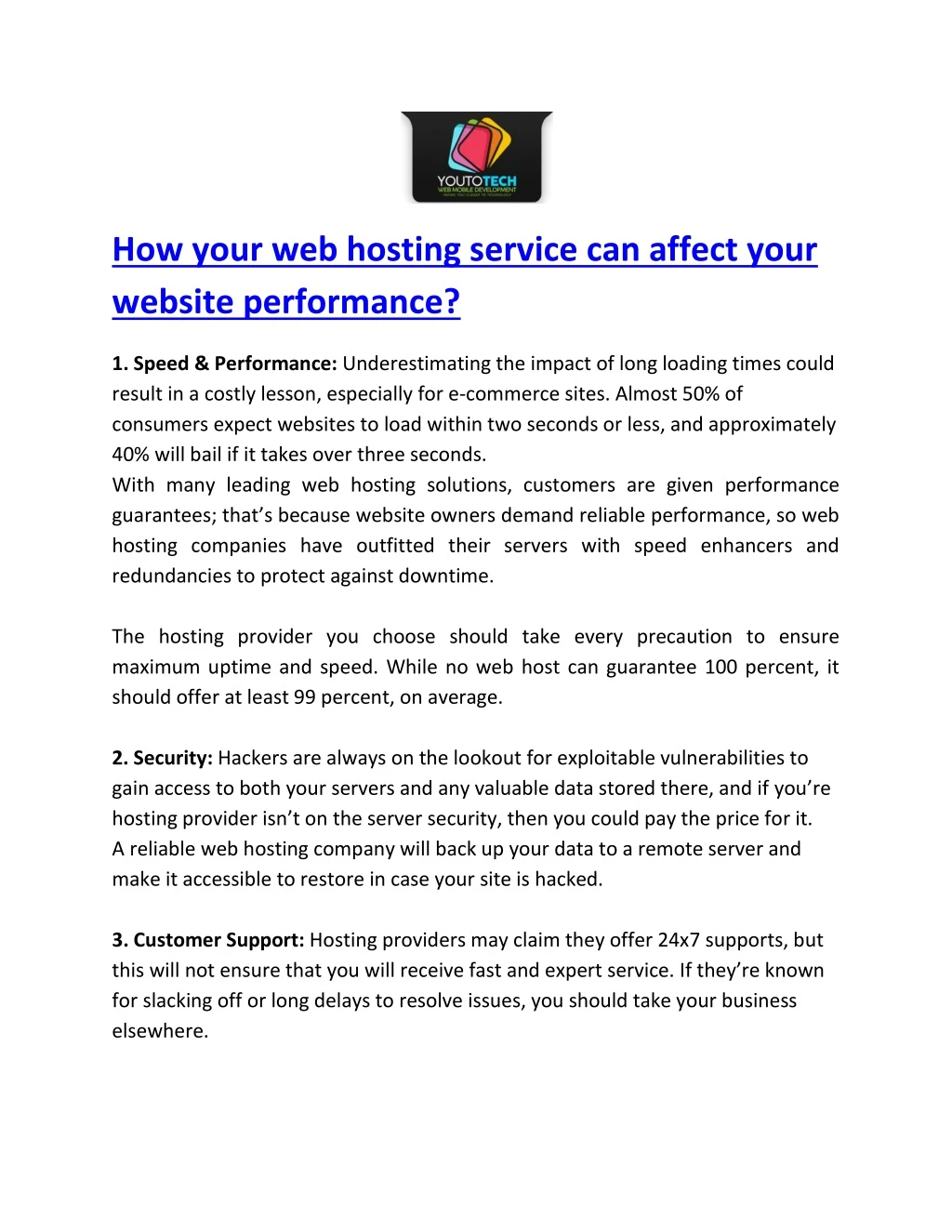 how your web hosting service can affect your