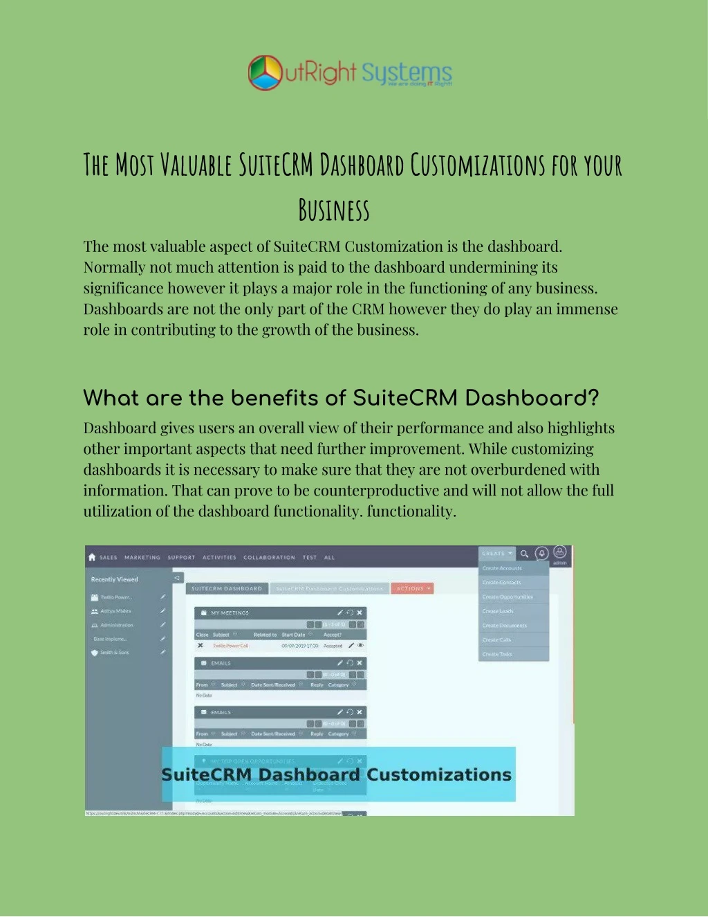 the most valuable suitecrm dashboard