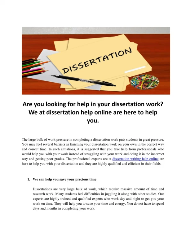 Looking for help in your dissertation work