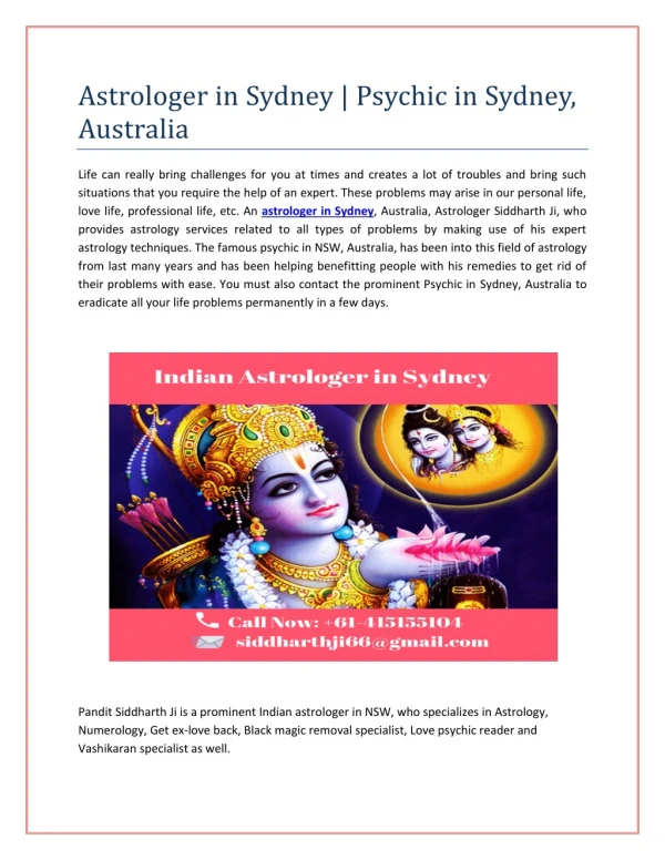 Astrologer in Sydney | Psychic in Sydney, Australia