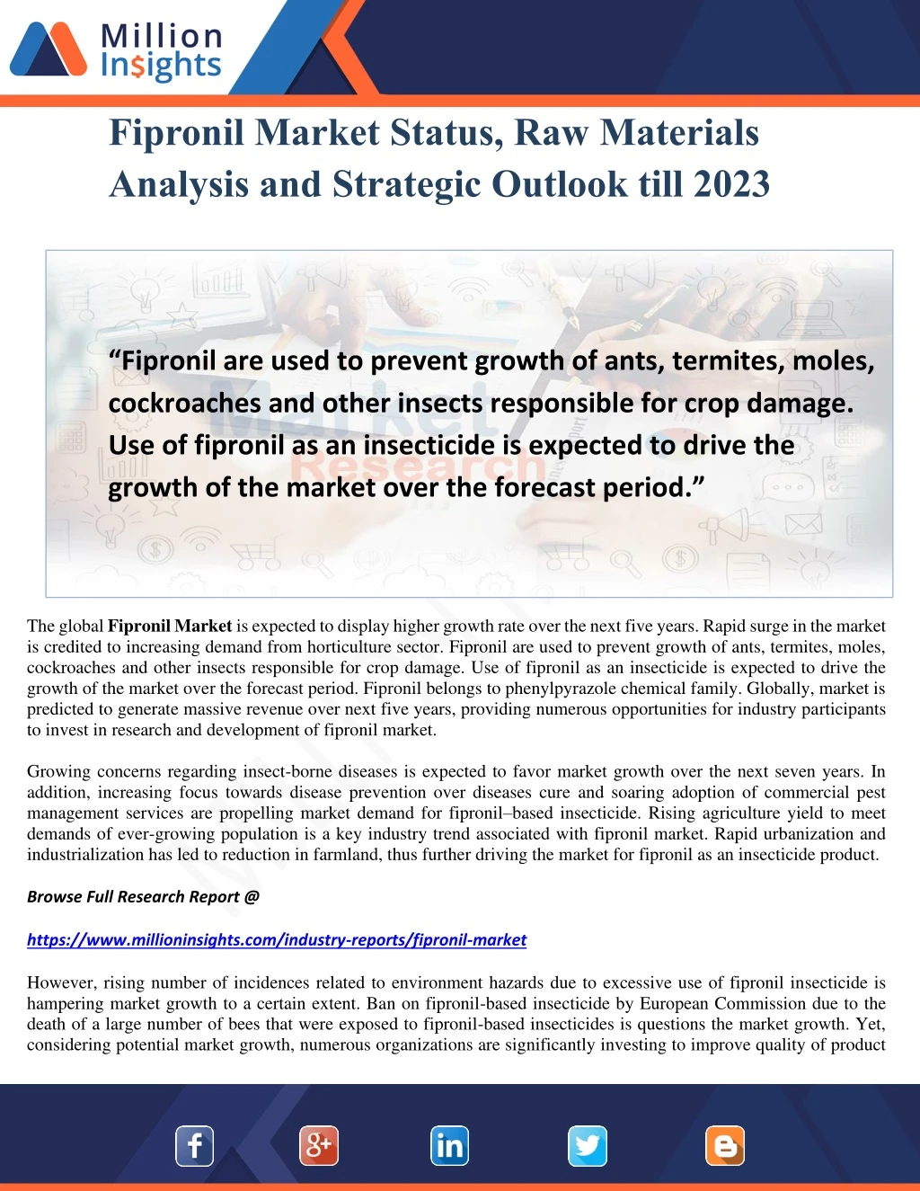 fipronil market status raw materials analysis